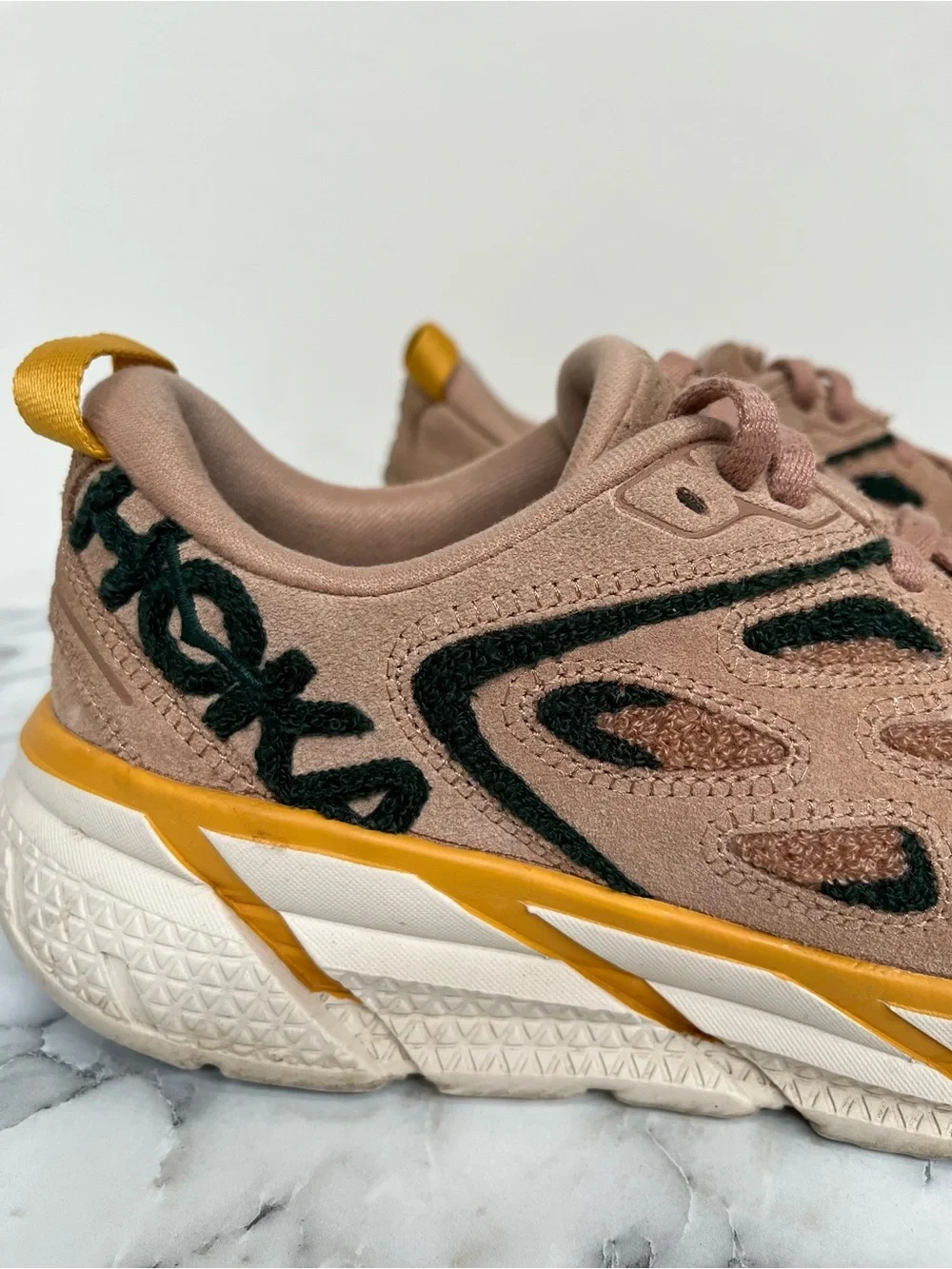 Hoka Clifton L Embroidery UNISEX Sneakers Leather Brown Sirrocco Mountain View